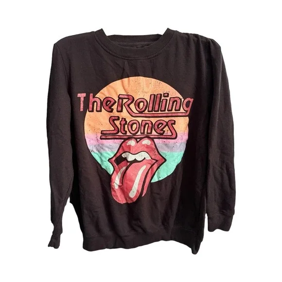 The Rolling Stones Classic Graphic Tongue Sweatshirt Black Women's Size Large - Picture 1 of 3